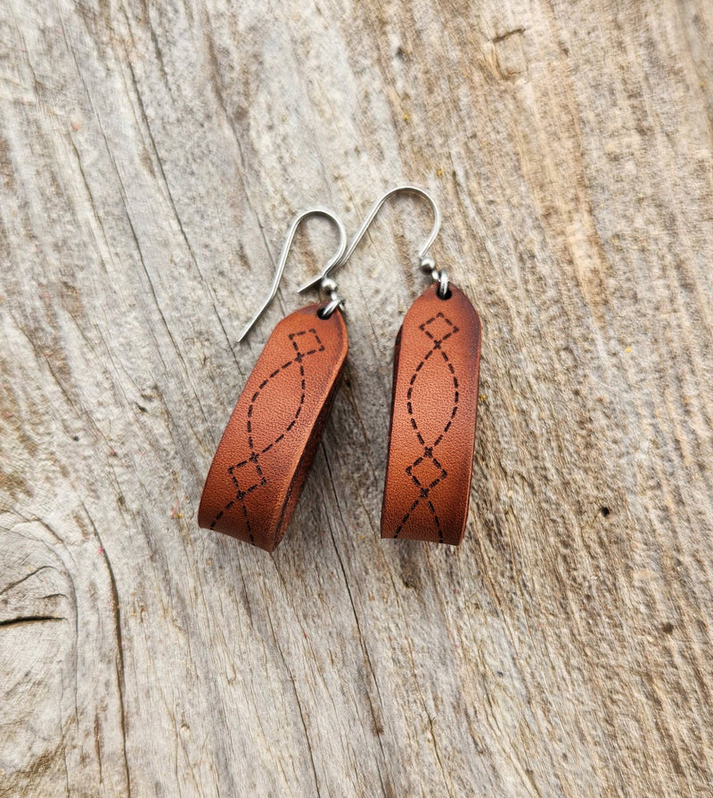 "Latigo" Handmade Genuine Leather Western Earrings