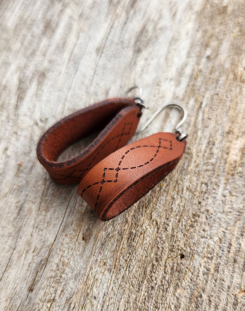 "Latigo" Handmade Genuine Leather Western Earrings