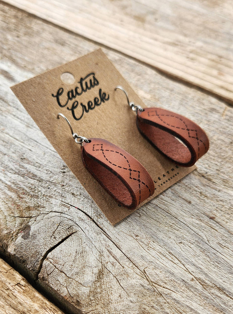 "Latigo" Handmade Genuine Leather Western Earrings