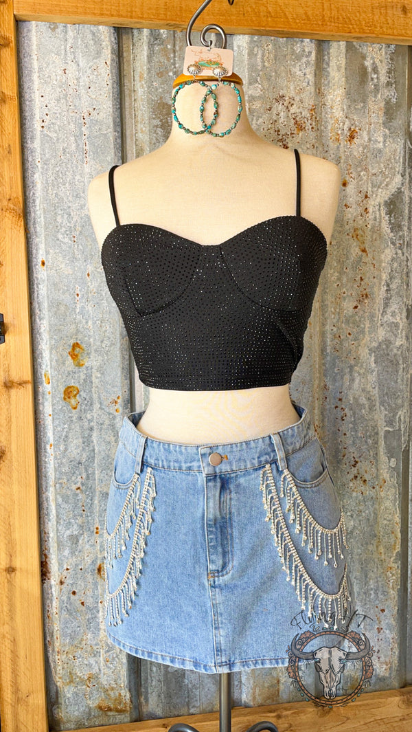 Black Rhinestone Bralette