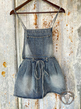 Denim Pleated Romper