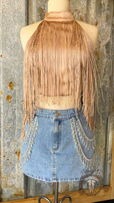 Rhinestone Detail Denim Skirt