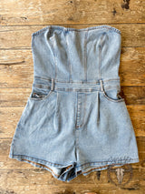 Tube Top Denim Romper