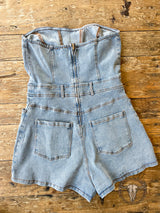 Tube Top Denim Romper