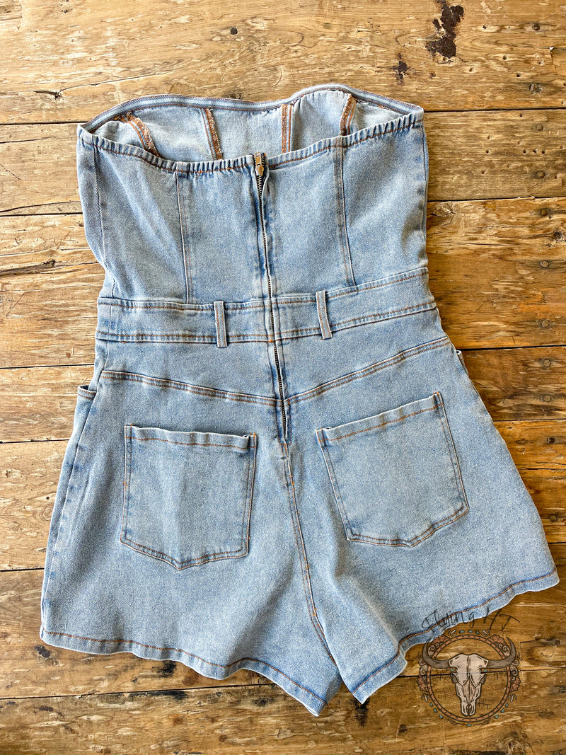 Tube Top Denim Romper