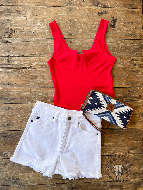 White High Rise Shorts