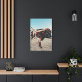 Iron Dragon Longhorn Bull Vertical Canvas