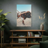 Iron Dragon Longhorn Bull Vertical Canvas