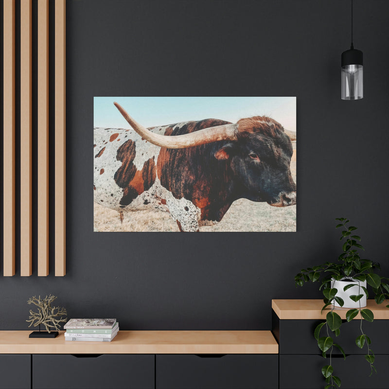 Iron Dragon Longhorn Bull Horizontal Canvas