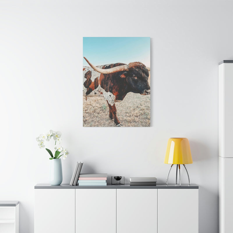 Iron Dragon Longhorn Bull Vertical Canvas