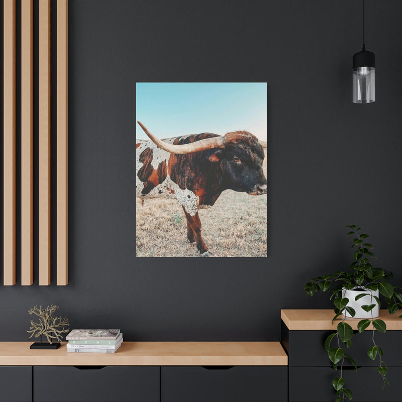 Iron Dragon Longhorn Bull Vertical Canvas