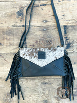 Cowhide Envelope Crossbody- Black