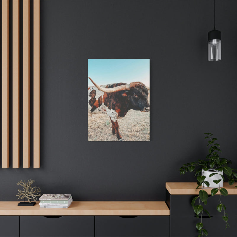 Iron Dragon Longhorn Bull Vertical Canvas