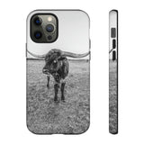 B&W Longhorn Bull iPhone Tough Cellphone Case