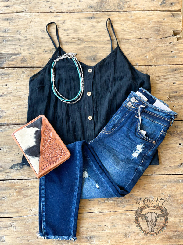 Button Down Black Tank