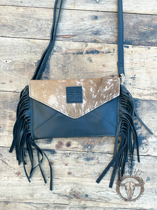 Cowhide Envelope Crossbody- Black