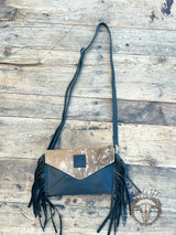 Cowhide Envelope Crossbody- Black