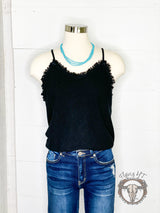 Black Frayed Edge Cami