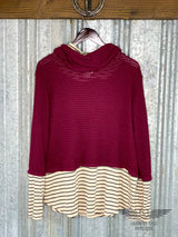 Burgundy Double Cowl Neck Top