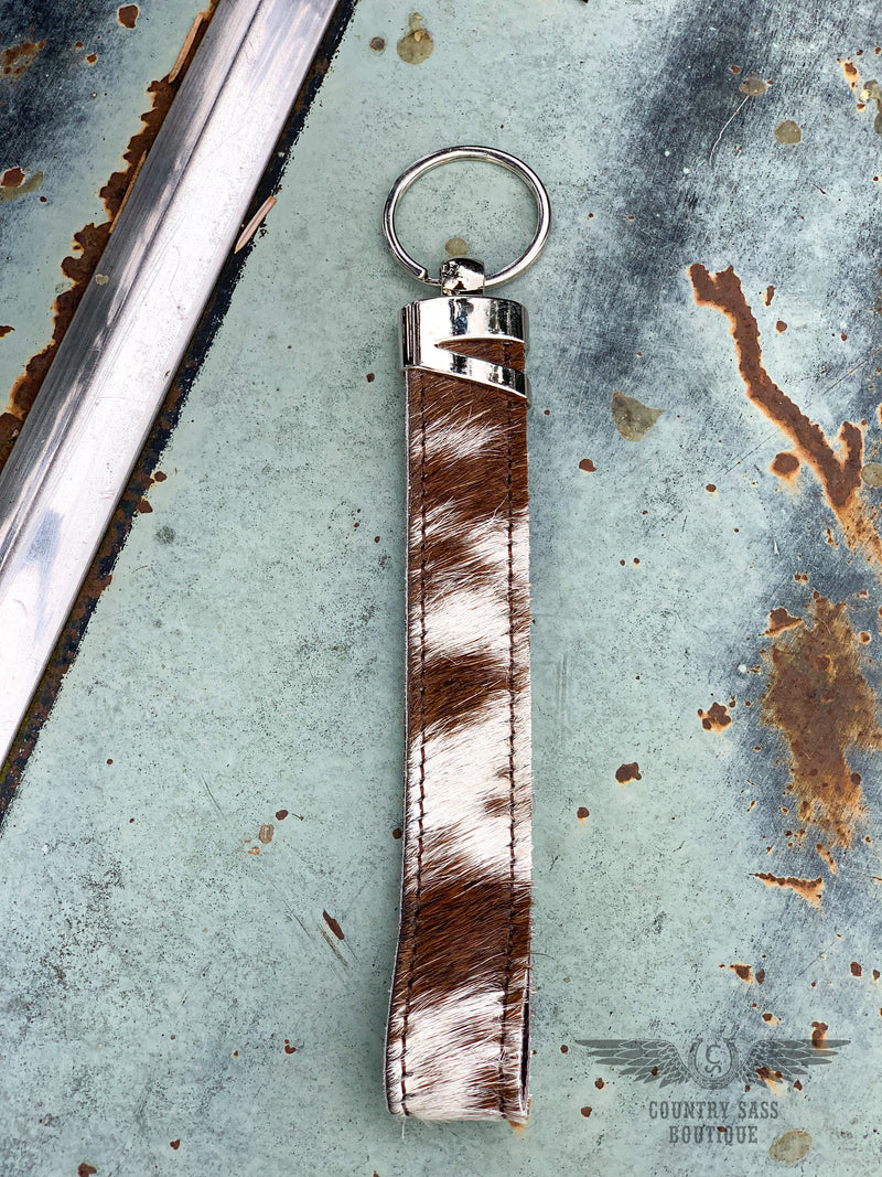 Cowhide Wristlet Keychain