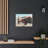 Iron Dragon Longhorn Bull Horizontal Canvas