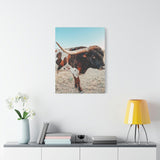 Iron Dragon Longhorn Bull Vertical Canvas