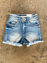 Double Button Light Wash Shorts