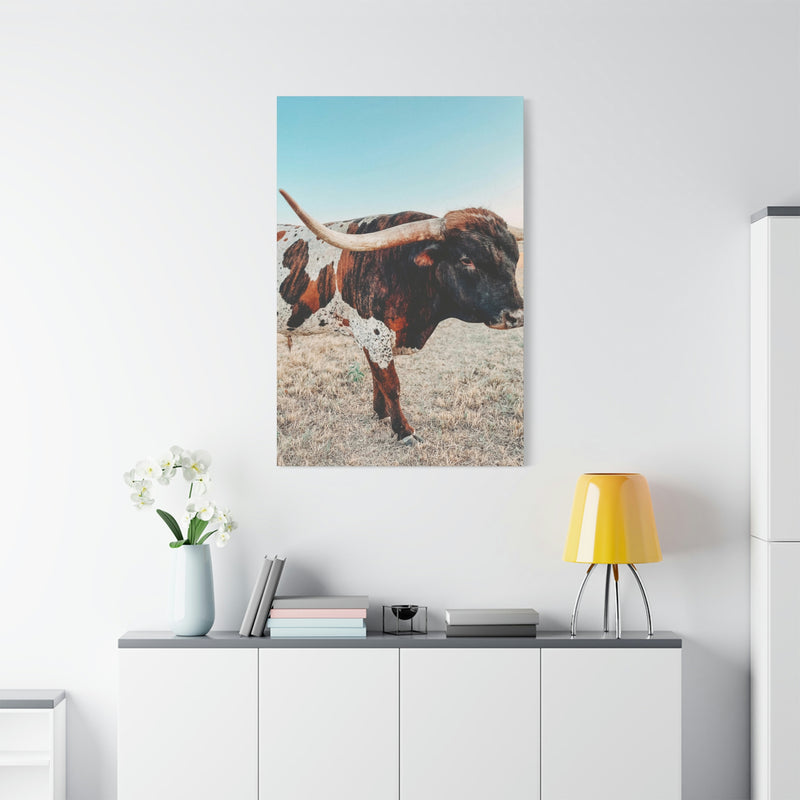 Iron Dragon Longhorn Bull Vertical Canvas