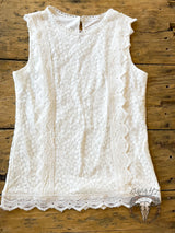 White Lace Scallop Trim Tank